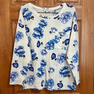 LOFT Blue Floral Print Top